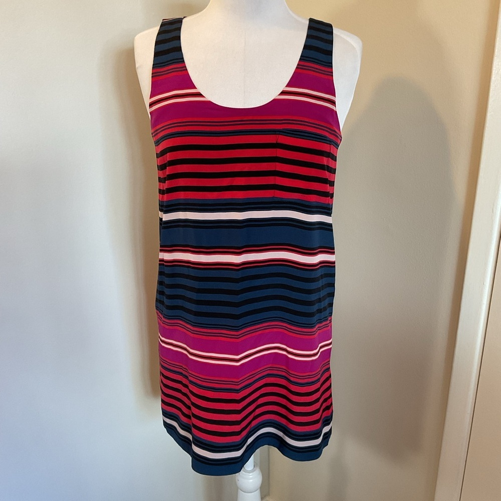 Joie Dawna 100% Silk Striped Tank Dress Pink Navy Red Mini Slip Dress XXS